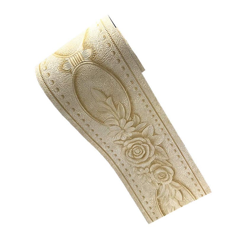 Yija 5 Meters Royal Peony 3D Self Adhesive Peel and Stick Waterproof Wall Border Easy to Apply 4 Inch by 16.5 Feet (Light Yellow) - Image 3